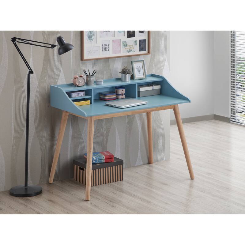 Mid-Century Wood Office Desk Reading Writing Study Table