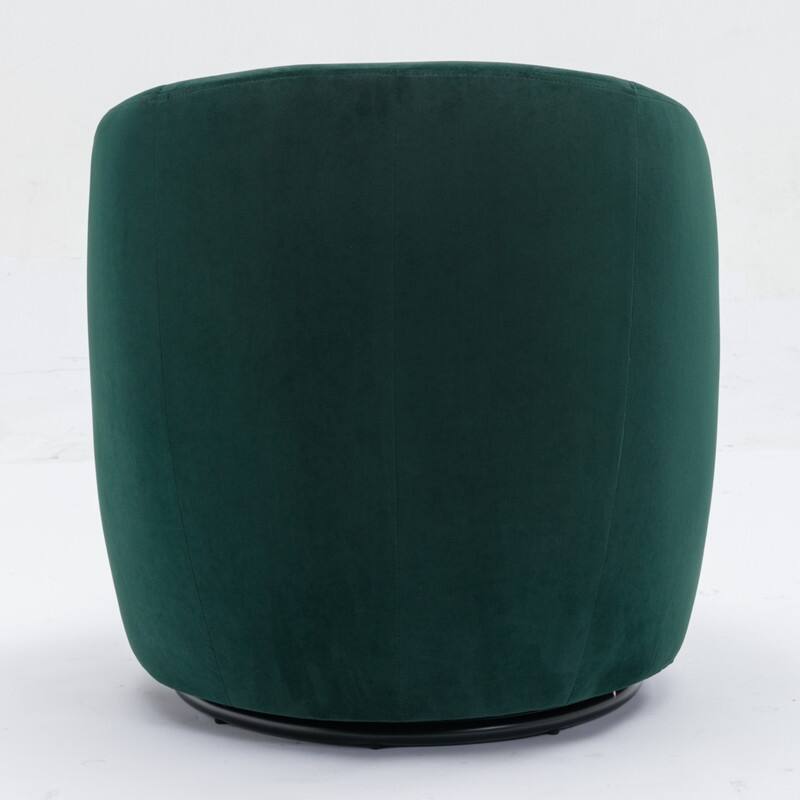 Velvet Fabric Swivel Accent Barrel Chair With Powder Coating Metal Ring
