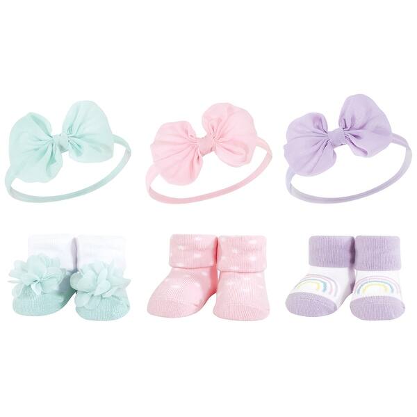 slide 1 of 1, Hudson Baby Infant Girl Headband and Socks Giftset, Purple Mint, One Size - Purple Mint Purple Mint - One Size