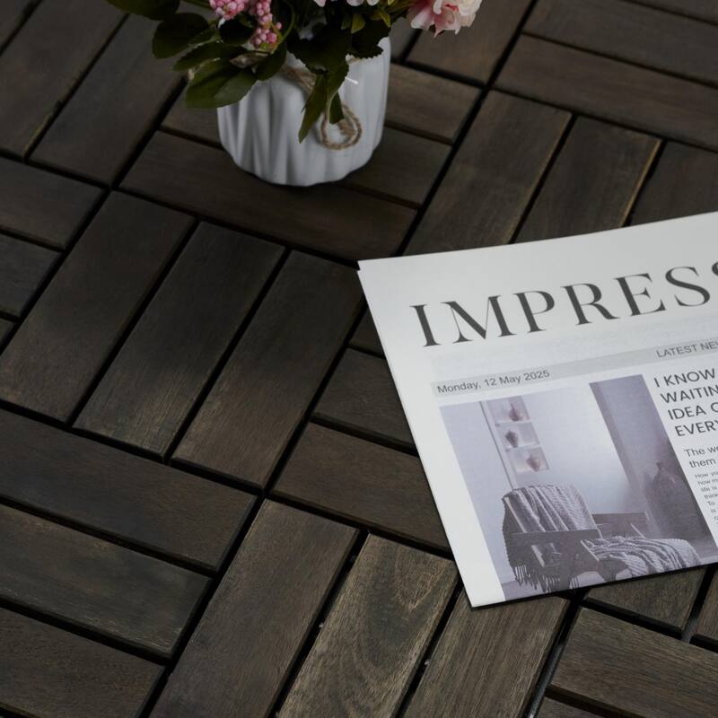 12" x 12" Grey Wood Plastic Deck Tiles 30 Pieces Waterproof Outdoor Patio Flooring