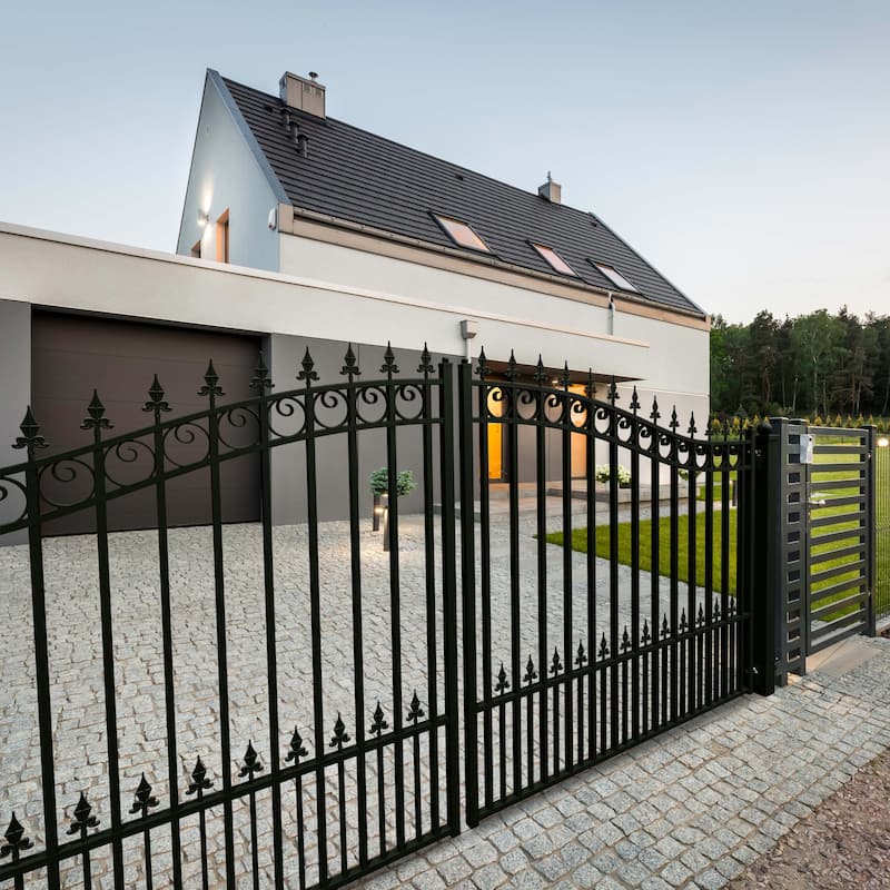 ALEKO Prague Style Galvanized Steel Swing Dual Driveway Gate 12 ft