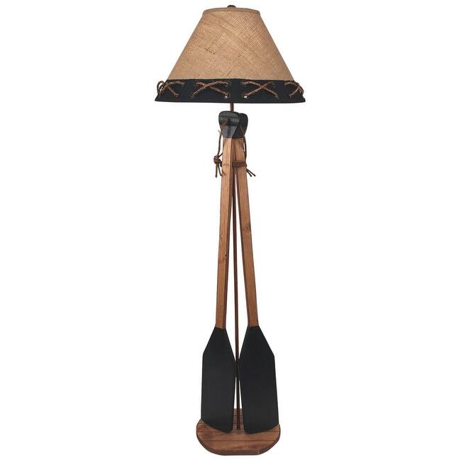 Coastal 2-Paddle Floor Lamp - Stained and Navy
