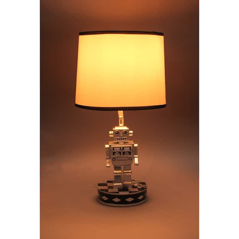 Zeckos 1960'S Style Square Head Robot Table Lamps With Shades (Set Of 2) - 16.5 X 9 X 9 inches