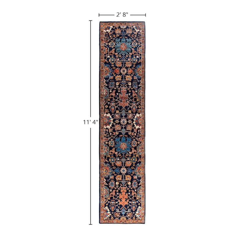 Serapi One-of-a-Kind Hand-Knotted Runner Rug - Blue, 2' 8" x 11' 4" - 2' 8" x 11' 4"