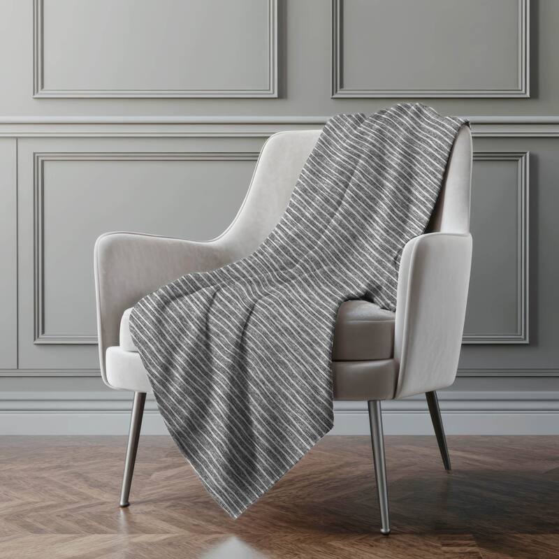 Premium Machine Washable ASB138 Subtle Stripe Sherpa Throw Blanket