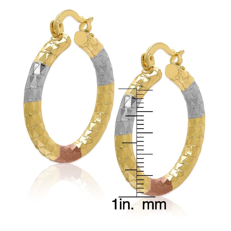 Victoria Townsend Gold Plated Tri Color Shiny Hoop Earrings