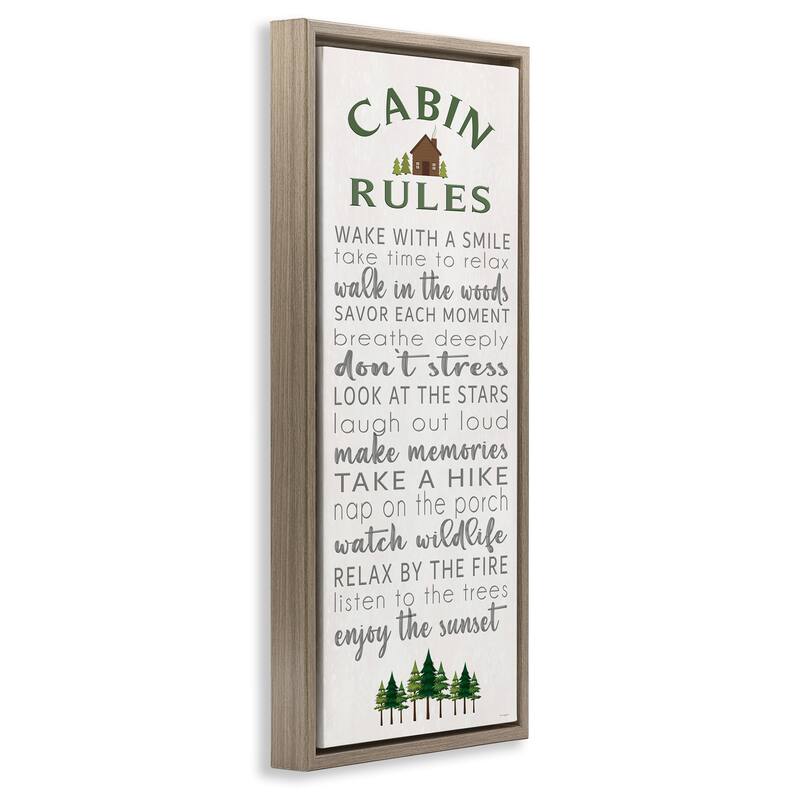 Stupell Fun Rustic Cabin Rules Framed Floater Canvas Wall Art Design By Seven Trees Design