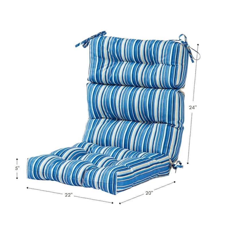 Coastal Stripe 22-inch x 44-inch Outdoor High Back Chair Cushion (Cushion Only)