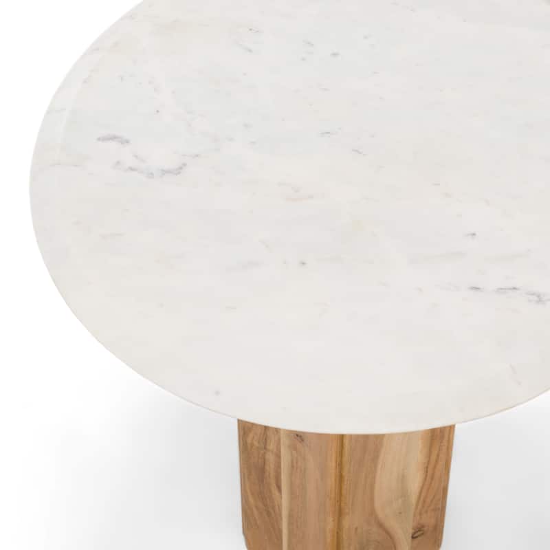 Dillinger Modern White Marble & Mango Wood End Table
