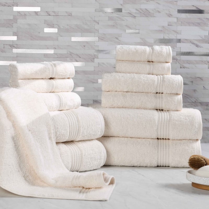 Superior Heritage Egyptian Cotton Absorbent 12-Piece Towel Set - Ivory