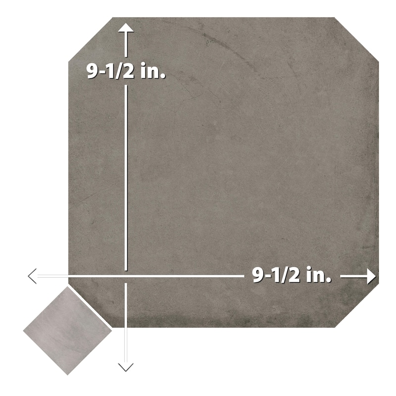 Merola Tile Laverton Octagon Grafito with Taco Gris 7-7/8" x 7-7/8" Porcelain Floor and Wall Tile