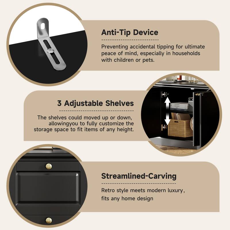 Wall Unit Entertainment Center for TVs up to 70", Wood TV Stand with Bookshelves, Media Console Cabinet with Adjustable Shelves