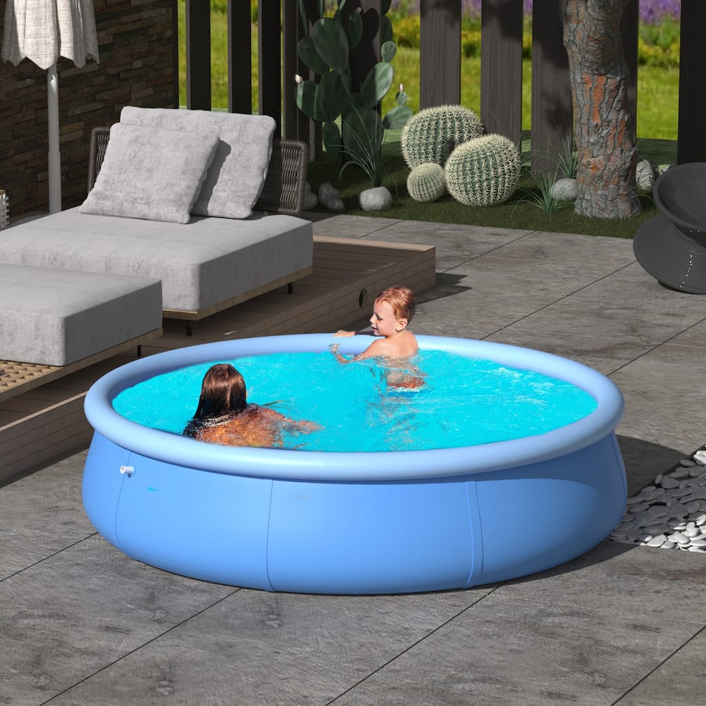 94.5"W PVC Inflatable Pool Outdoor Family Inflatable Swimming Pool - 94.5"W x 28.4"H