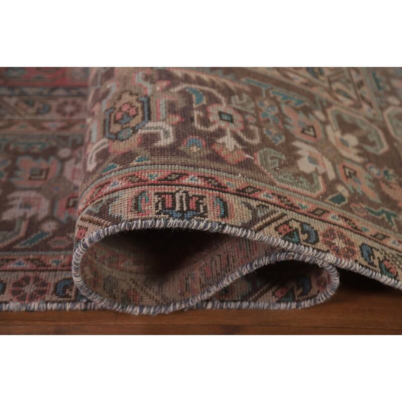 Hand Knotted Oriental 100% Wool Carpet Traditional Medallion Pink Tabriz Area Rug - 12' 9'' X 9' 2''