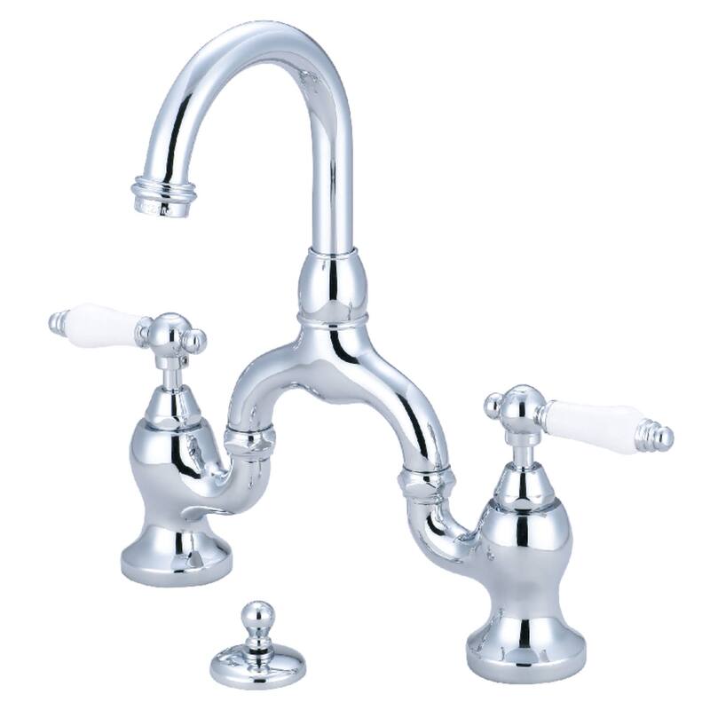 Kingston Brass KS799.PL English Country 1.2 GPM Bridge Bathroom Faucet - Polished Chrome