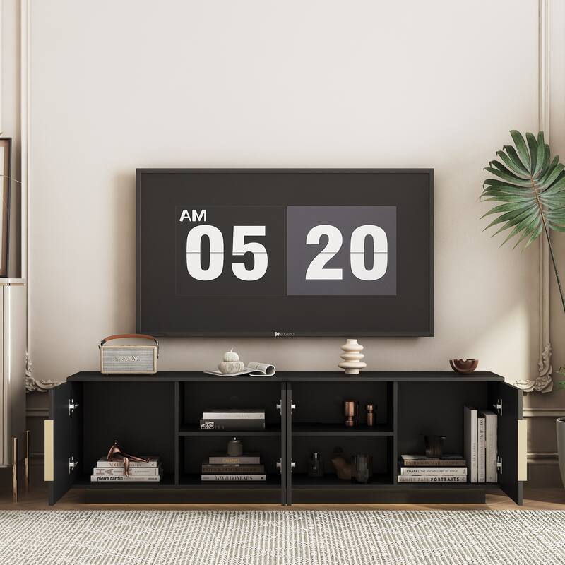 68" Modern TV Stand with 16-Color LED Lights, Entertainment Center Cabinet for 65" Screens