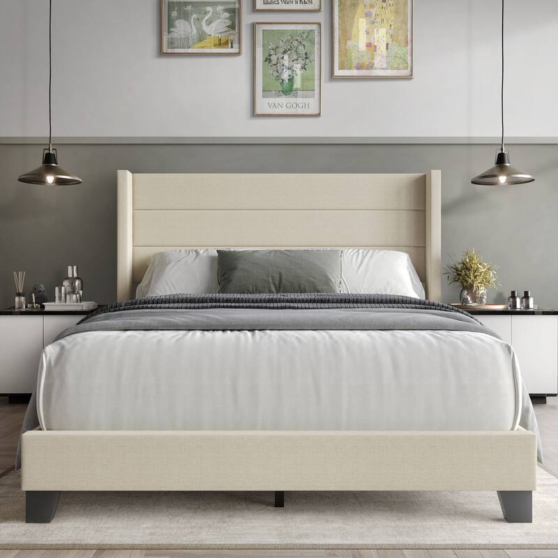 Clayfell Niles Upholstered Panel Bed - Grey - King