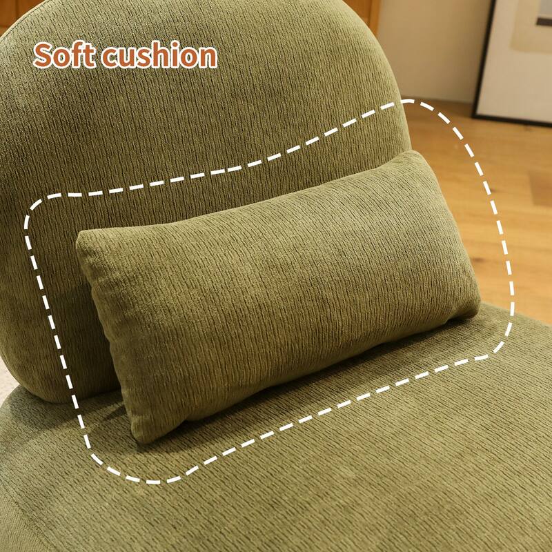 Cute Velvet Accent Chair with Solid Wood Legs and Soft Cushion