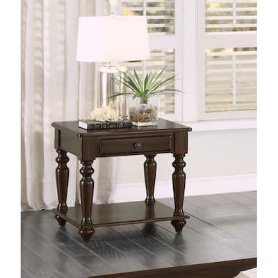 Modern Traditional Style End Table with Drawer and Bottom Shelf Furniture 1pc