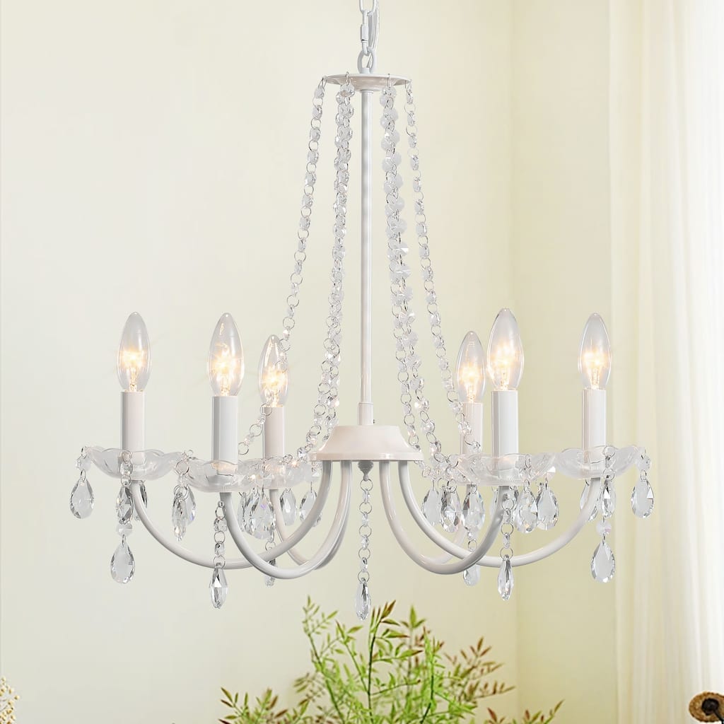 Farmhouse 6-Light Mini Crystal Chandelier Light Fixture for Living Room