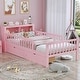 preview thumbnail 58 of 74, Safe Kids Bed Platform Bed Twin Size Wood Bed Frame with Storage Headboard and 2 Drawers Under, 3-Side Guardrails for Boys Girls Pink - Twin