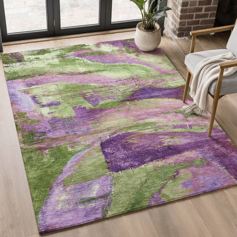 Premium Washable Super Soft Abstract Mayfield Rug - Purple - 2'6" x 3'10"