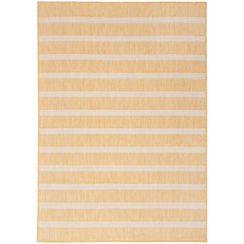 Nourison Selerno Indoor/Outdoor Striped Area Rug. - 4'x6' - Yellow/Ivory
