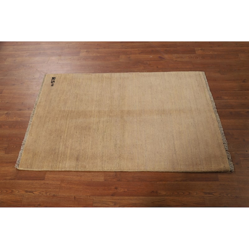 Modern Beige Gabbeh Oriental Foyer Rug Handmade Wool Carpet - 2'8"x 4'1"