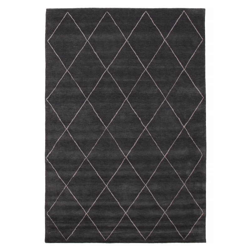Kashkuli Gabbeh Grey Rug 6'7" x 9'9" - 6'7 x 9'9 - Dark Grey - 6'7 x 9'9
