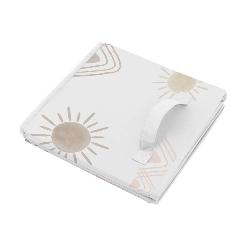 Boho Desert Sun Foldable Fabric Storage Bins - Blush Pink Mauve Gold Taupe Bohemian Watercolor Mountains Southwest Nature