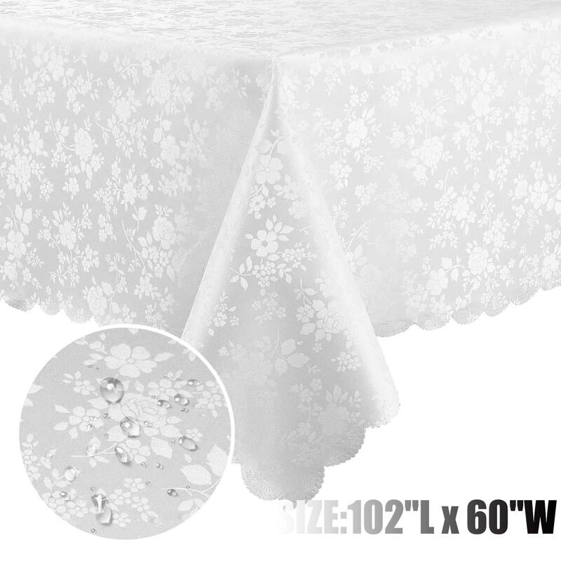 Waterproof Wipeable Vinyl Tablecloth,Rectangle Heavy Duty Table Cloth,102"L x 60"W