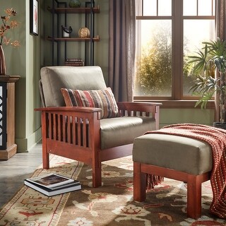 Hills Mission-style Oak Chair and Ottoman by iNSPIRE Q Classic