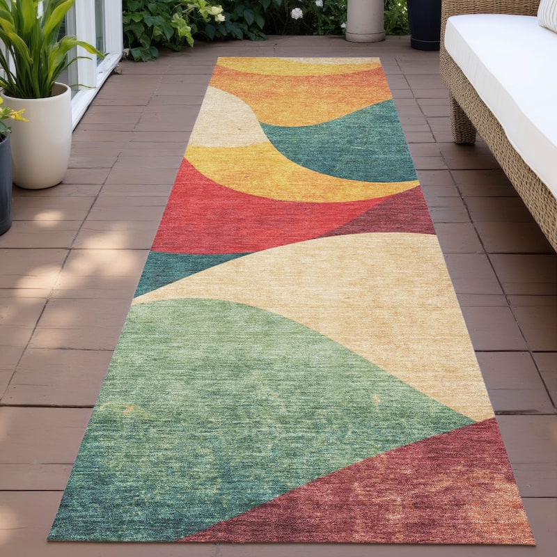 Machine Washable Indoor/Outdoor Soft Contemporary Chantille Rug - Orange - 2'3" x 7'6"
