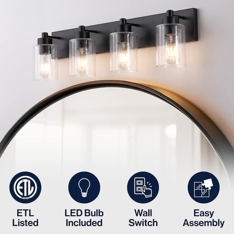 Lydia Seeded Glass/Iron LED Vanity Light, by JONATHAN Y