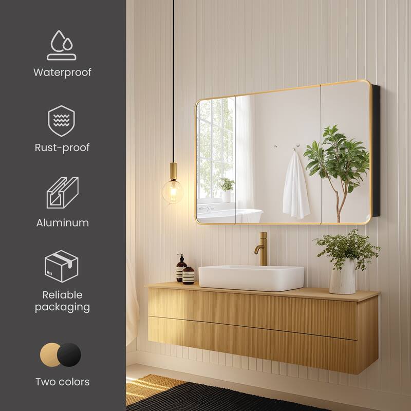 Talayuela Rectangular Aluminum Framed Medicine Cabinet with Mirror