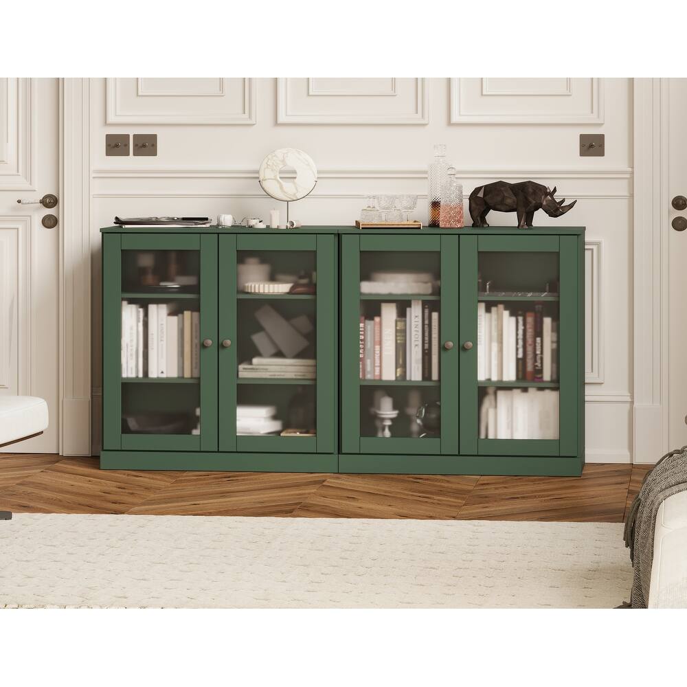 Palace Imports 100% Solid Wood 64" Sideboard with Frosted Glass Doors and Adjustable Shelves