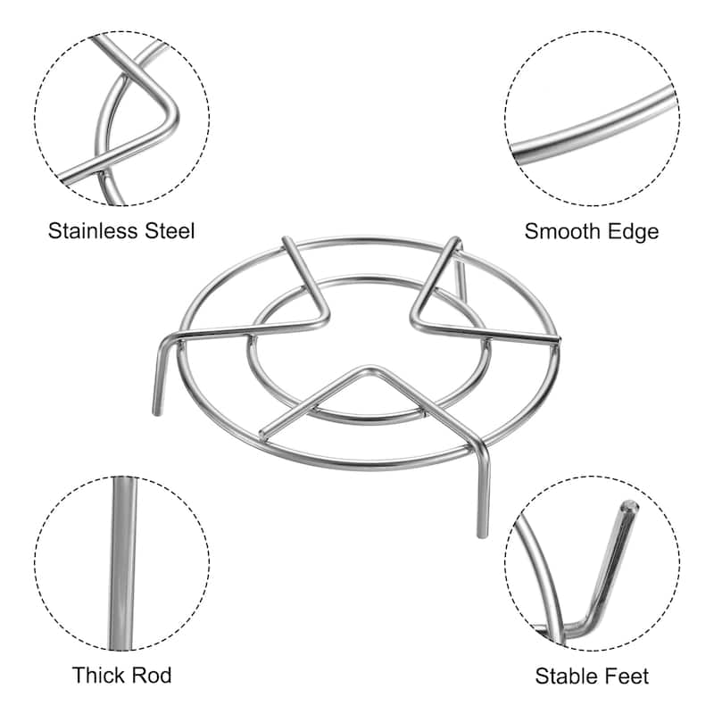 2pcs Steam Rack 5.1" Dia Metal Trivets for Cooker Silver (1.2"/2.8" Tall)