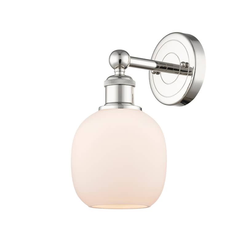 Innovations Lighting 616-1W-12-6 Belfast Sconce Belfast 12" Tall Wall - Polished Nickel / Matte White