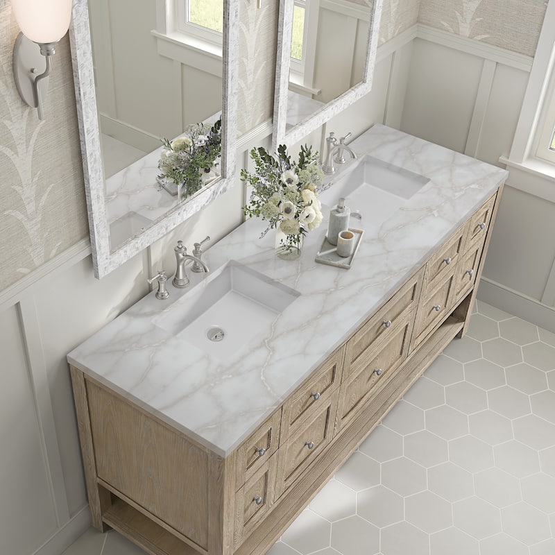 James Martin Vanities Breckenridge 72" Double Vanity, Whitewashed Oak