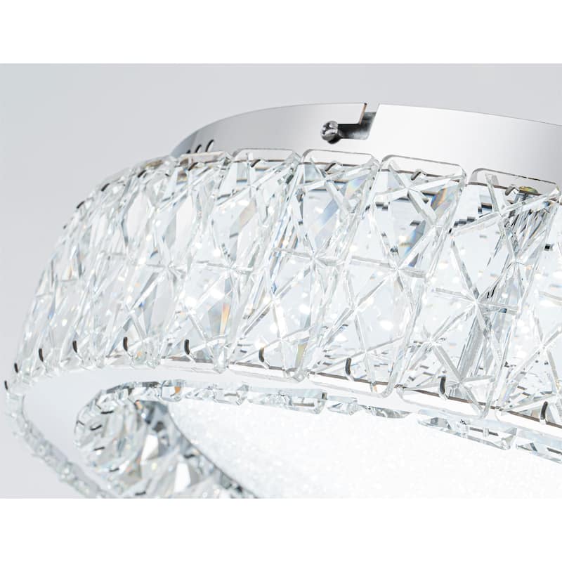 Chrome LED Flush Mount Ceiling Light With Clear Crystal Accents