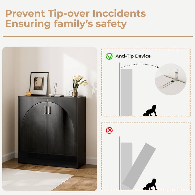 24 Pair Shoe Storage Cabinet with Adjustable Shelves, Hidden Shoe Organizer for Entryway, Foyer, Hallway