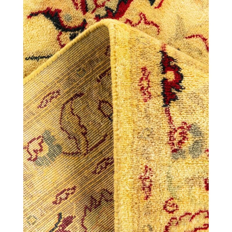 Overton Hand Knotted Wool Vintage Inspired Modern Contemporary Overdyed Yellow Runner Rug - 2' 7" x 10' 1"