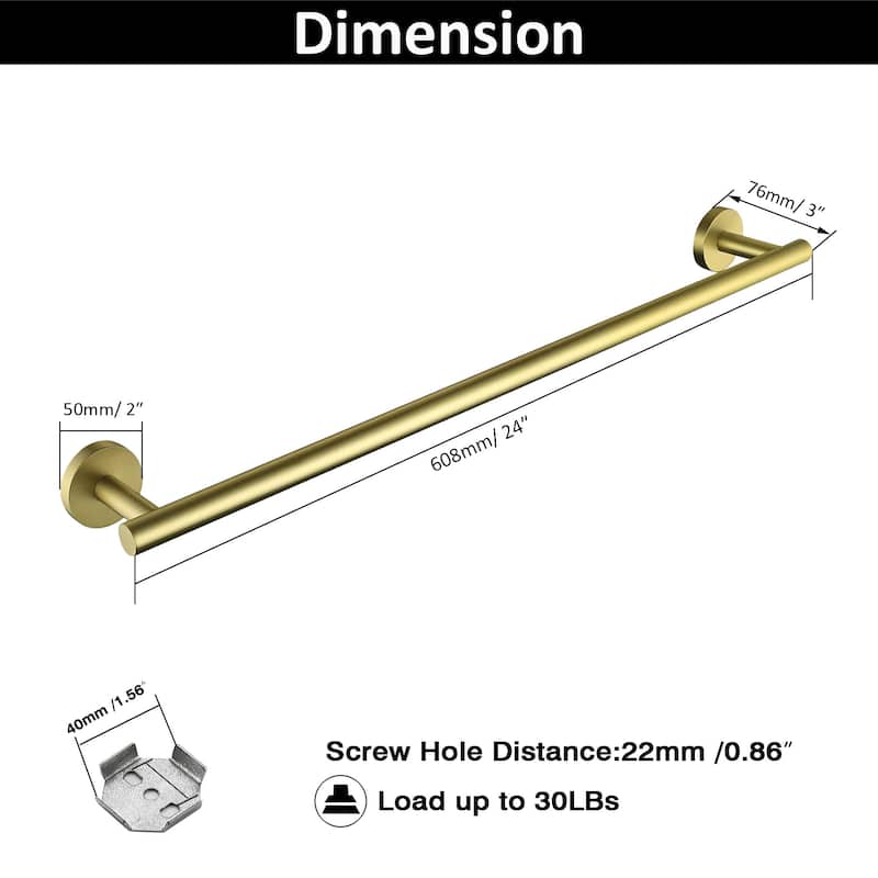 24-Inch Wall Mounted Towel Bar
