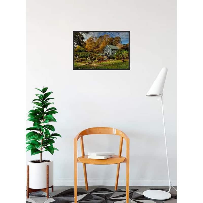 Cape Cod Grist Mill Spring Morning Photography by Wayne Collamore Framed Poster - 12 x 18 Inch