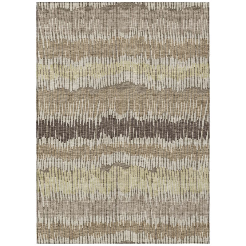 Machine Washable Indoor/ Outdoor Chantille Stripe Abstract Rug