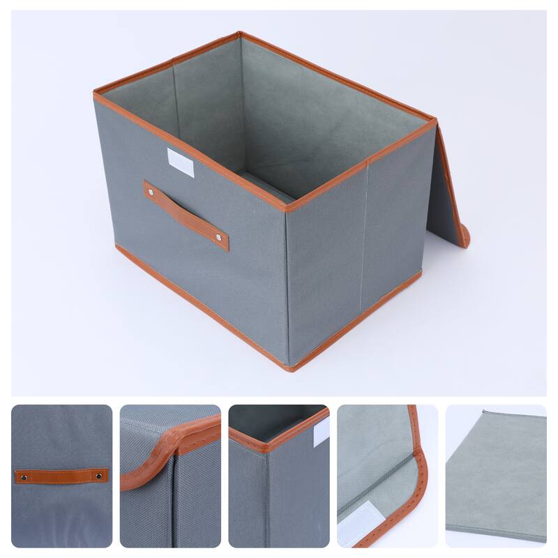 Storage Cube, Fabric Storage Bin with Handles and Lid for Shelves Closet, 1 Pcs Collapsible Storage Basket for Organizing Cloth - Gray - 17x12x11"