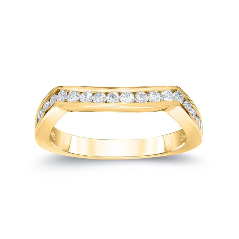Auriya 14k Gold 3/8ct TDW 19-Stone Diamond Wedding Band - 9 - Yellow