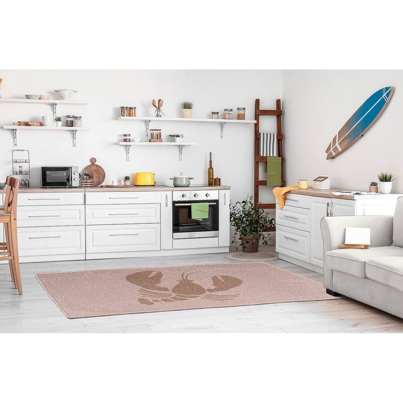 Lobster Nautical Chenille Rug
