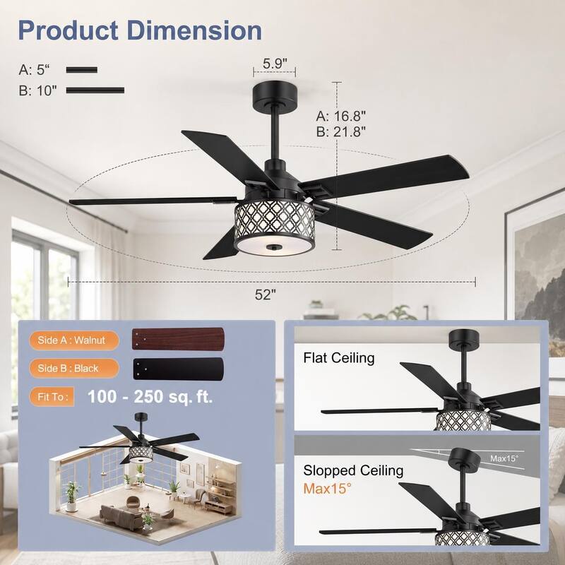 Airsurfer 52-IN Ceiling Fan with Light Kit(5 blade)