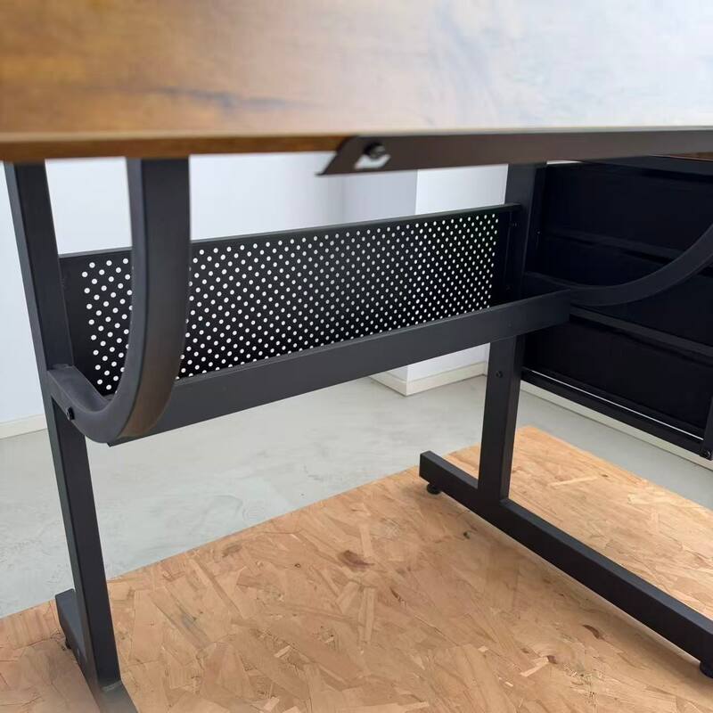 Black drafting drawing table with stool and 3 drawers